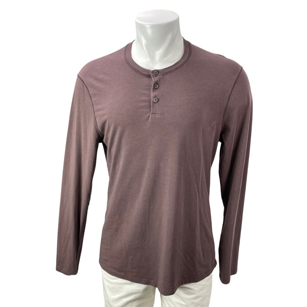 Lululemon 5 Year Basic Men's Purple Taupe Long Sleeves Henley Tee T-Shirt Top M